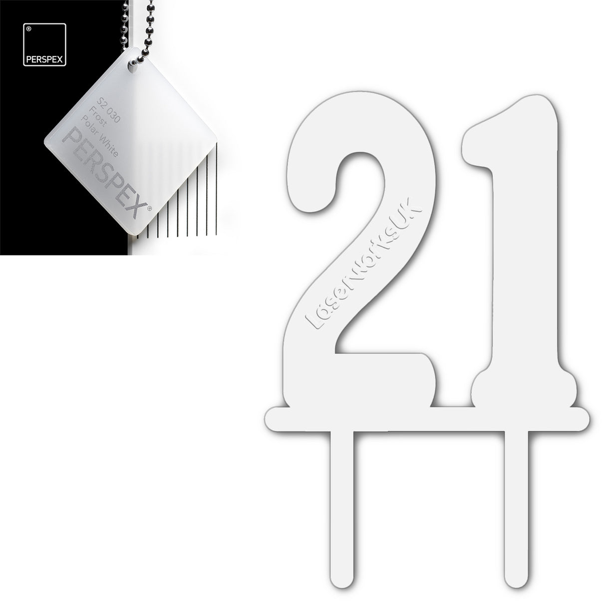 Acrylic Number Twenty One Cake Topper - Laserworksuk