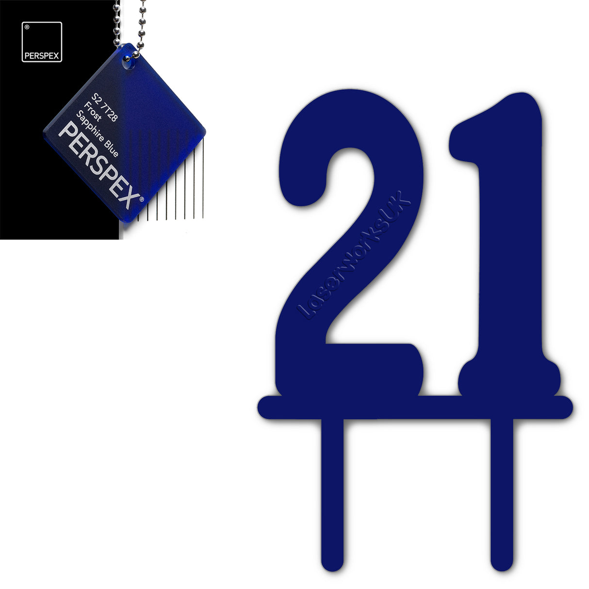 Acrylic Number Twenty One Cake Topper - Laserworksuk