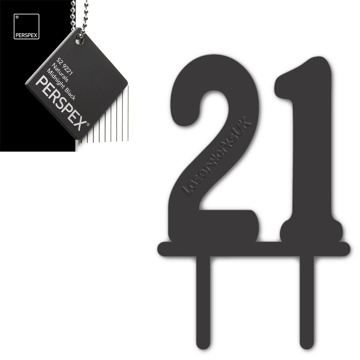 Acrylic Number Twenty One Cake Topper - Laserworksuk