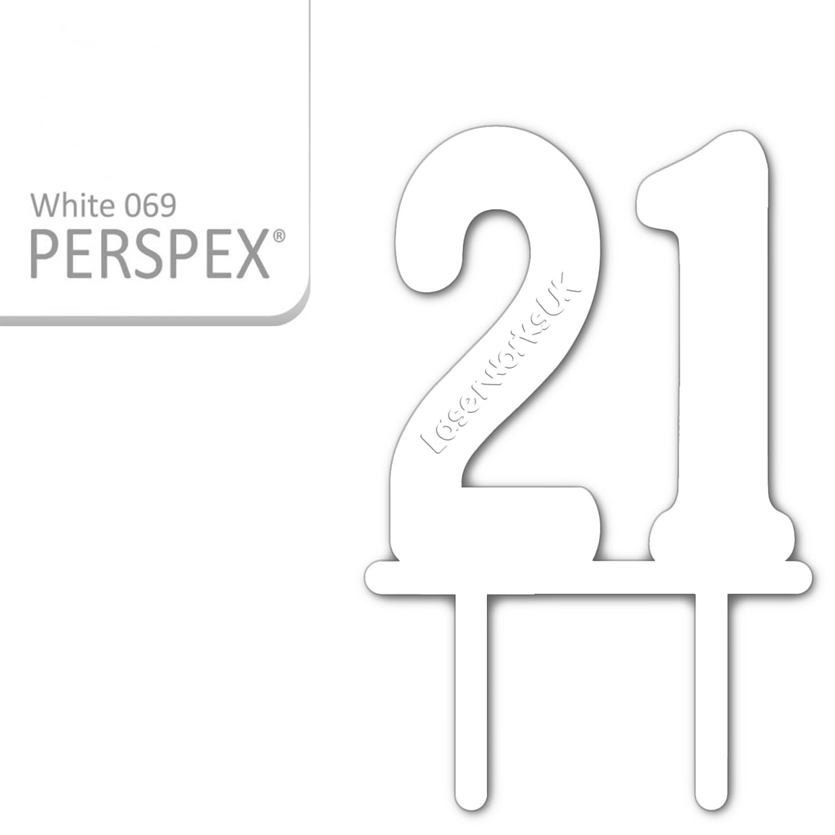 Acrylic Number Twenty One Cake Topper - Laserworksuk