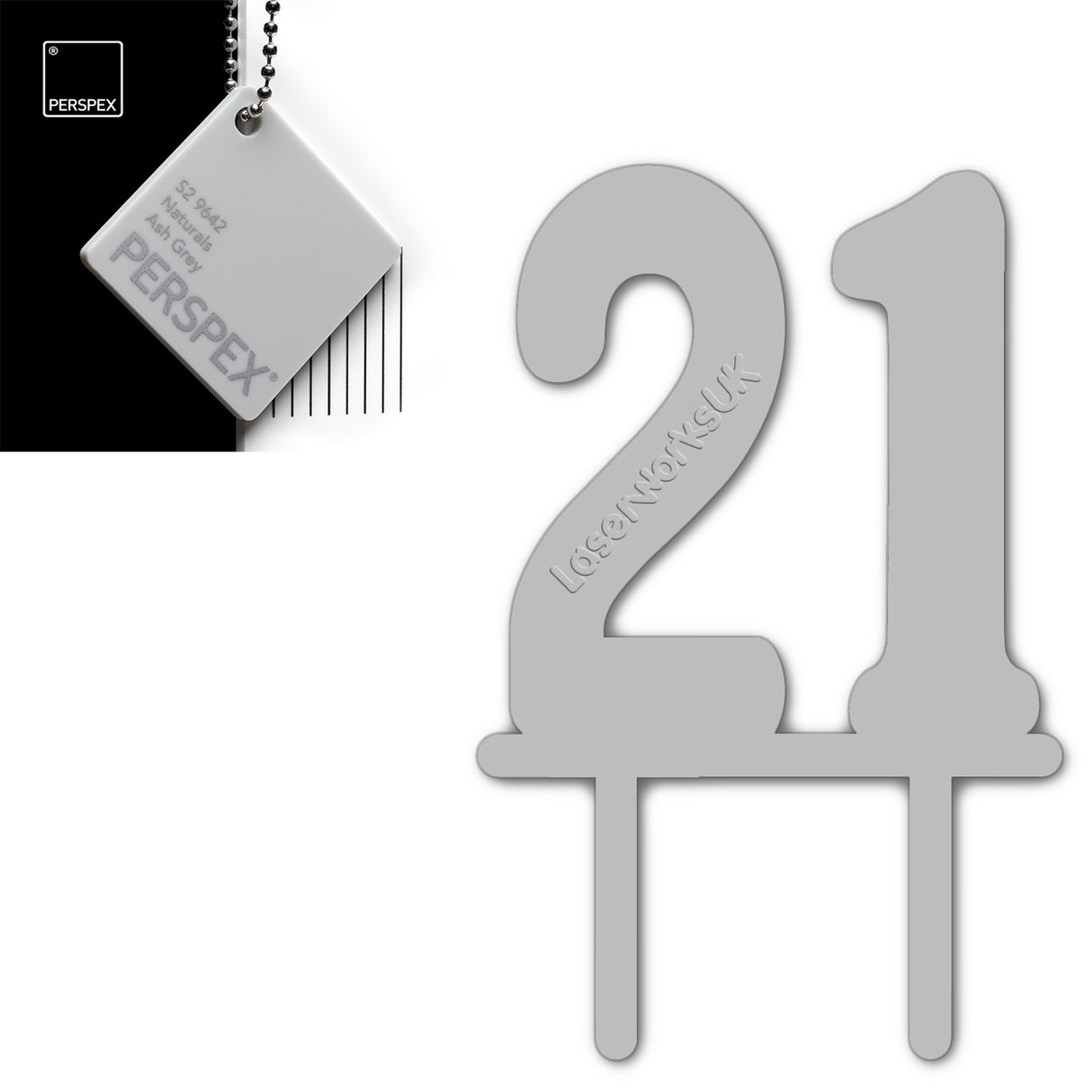 Acrylic Number Twenty One Cake Topper - Laserworksuk