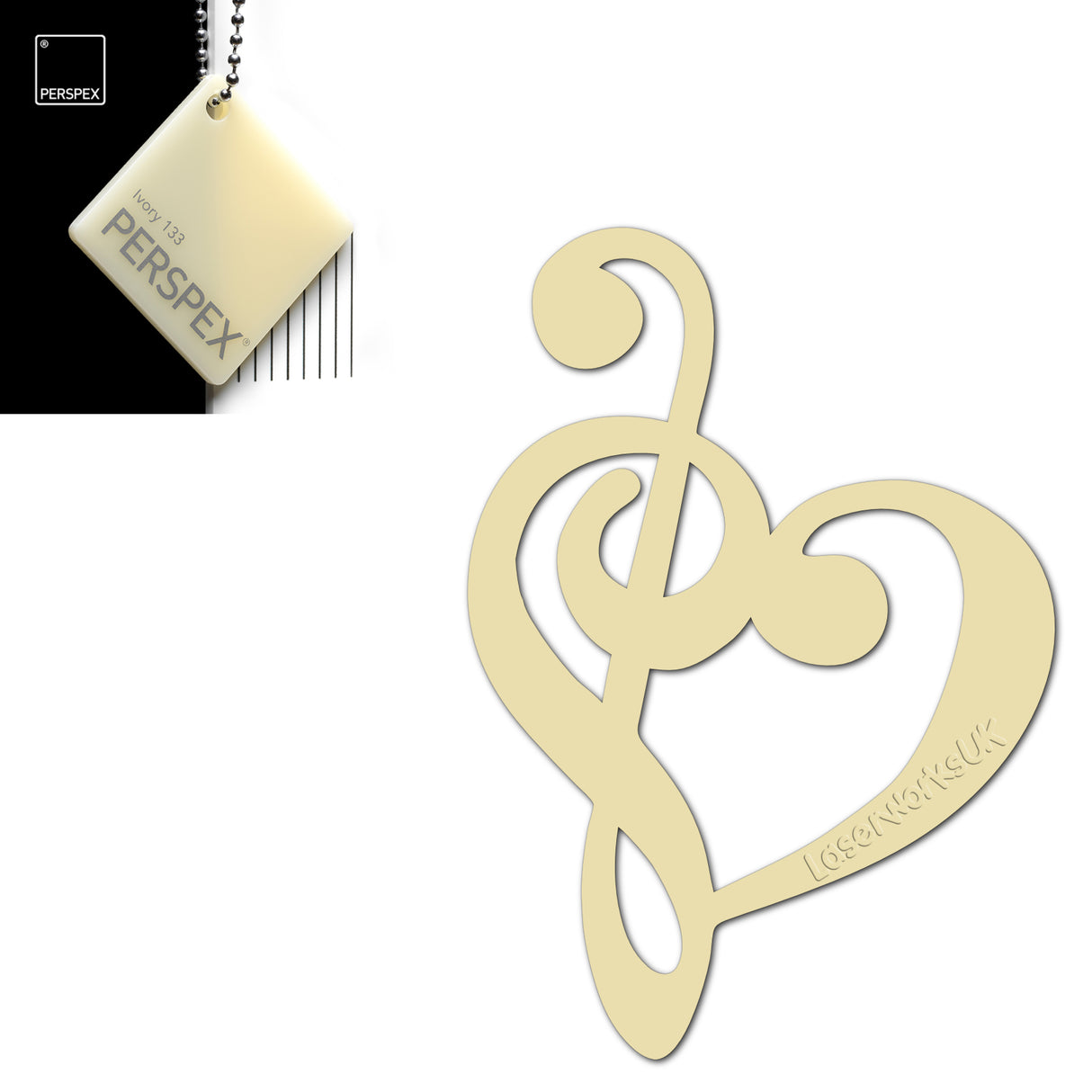 Treble Clef Bass Clef Music Heart Decor - Laserworksuk