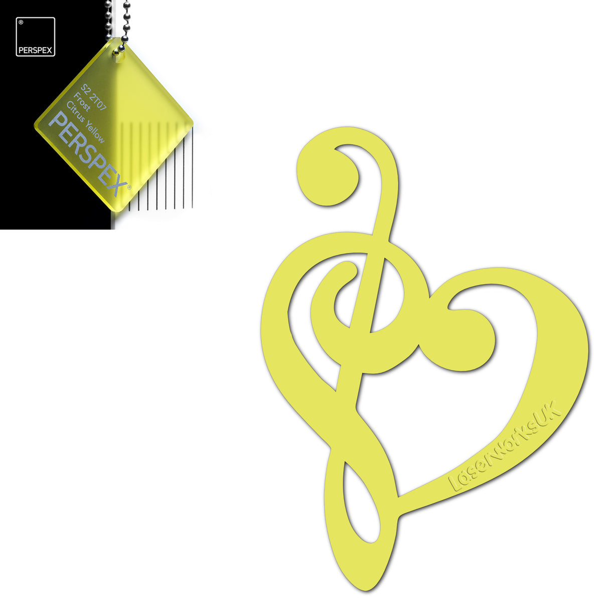 Treble Clef Bass Clef Music Heart Decor - Laserworksuk