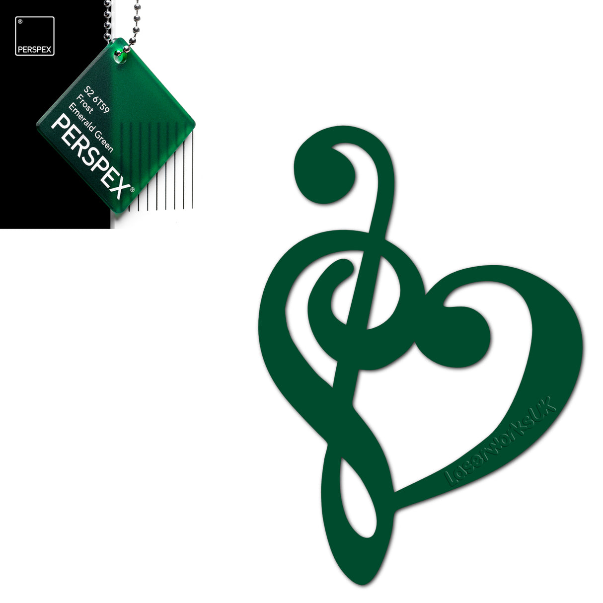 Treble Clef Bass Clef Music Heart Decor - Laserworksuk