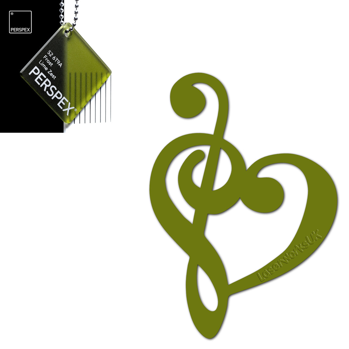 Treble Clef Bass Clef Music Heart Decor - Laserworksuk