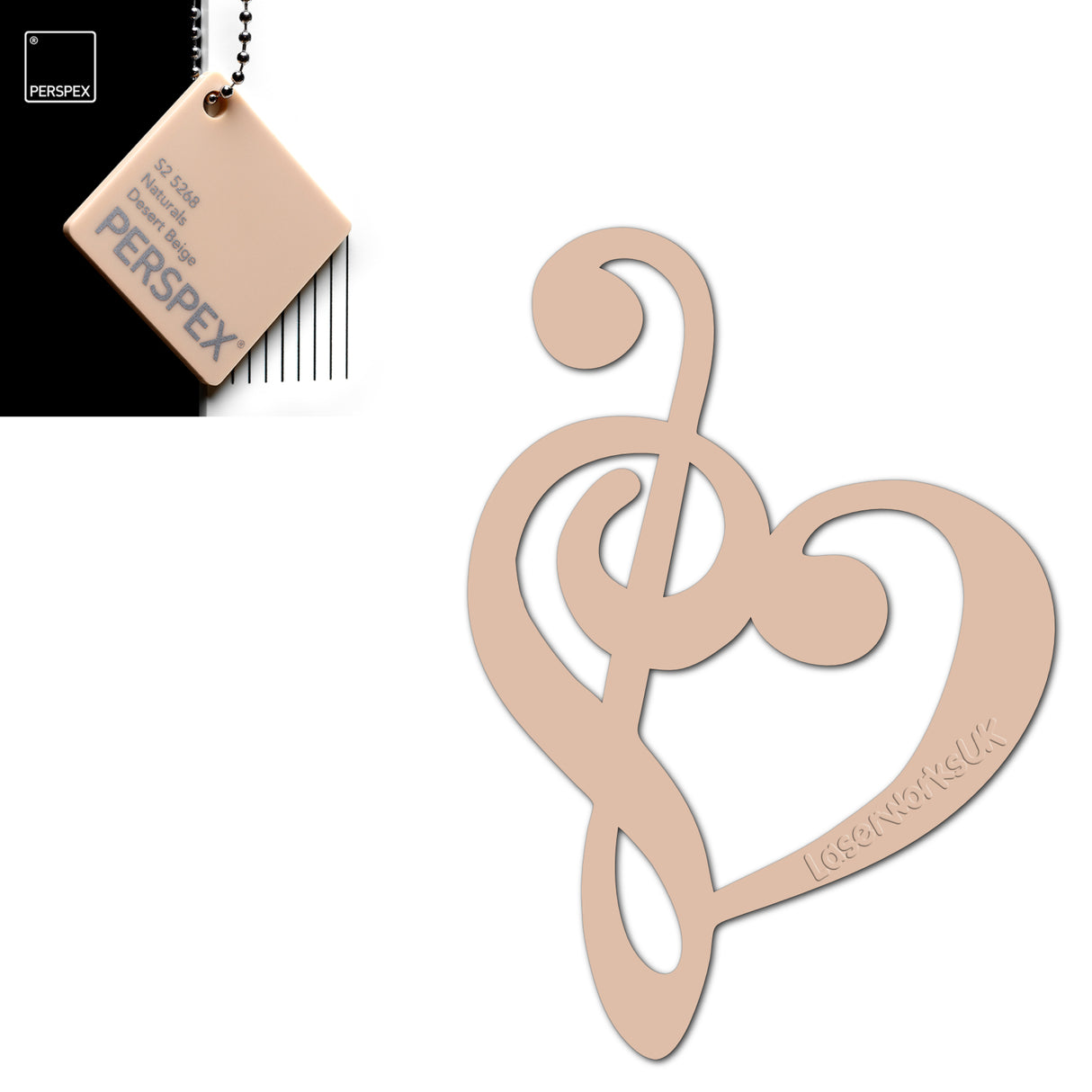 Treble Clef Bass Clef Music Heart Decor - Laserworksuk