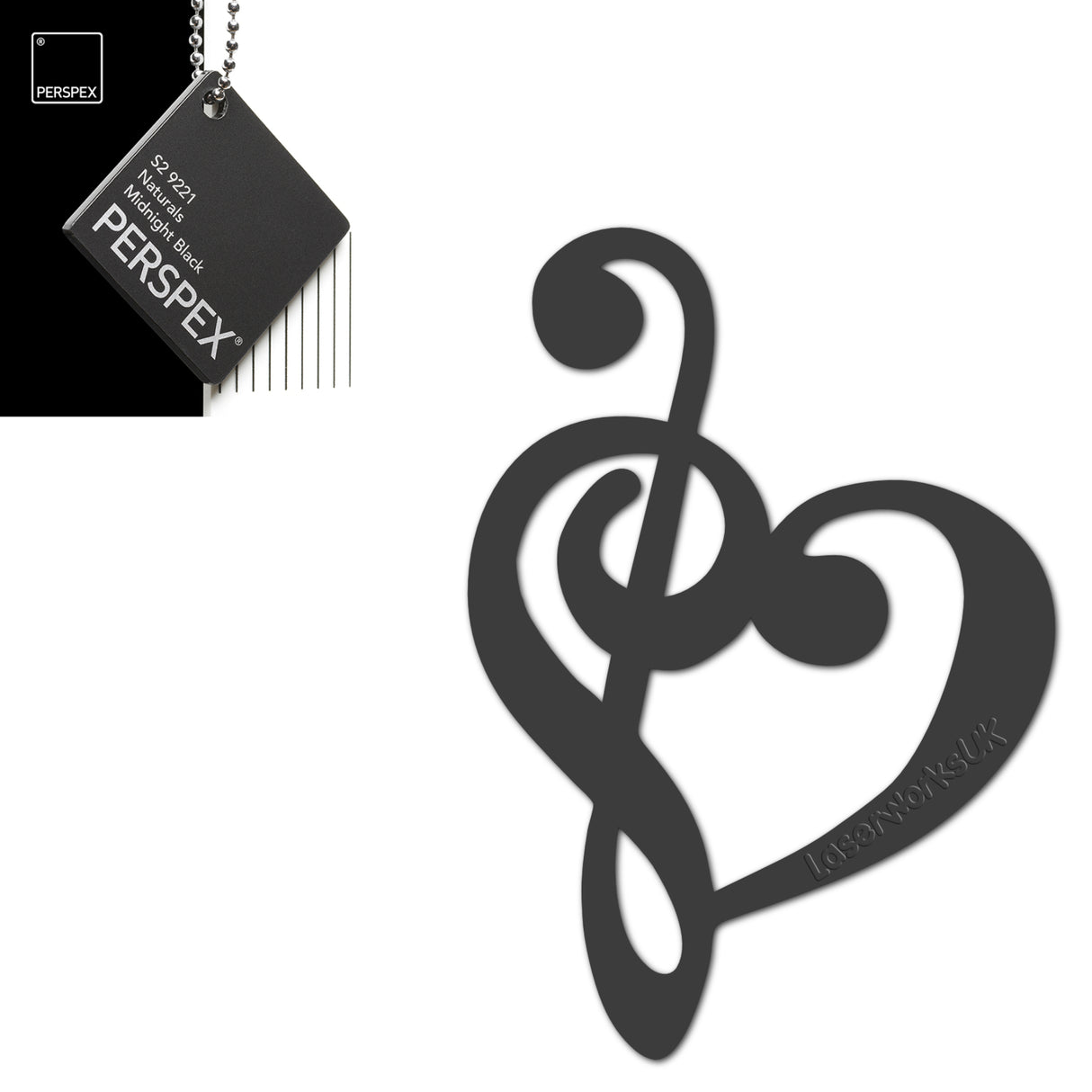 Treble Clef Bass Clef Music Heart Decor - Laserworksuk