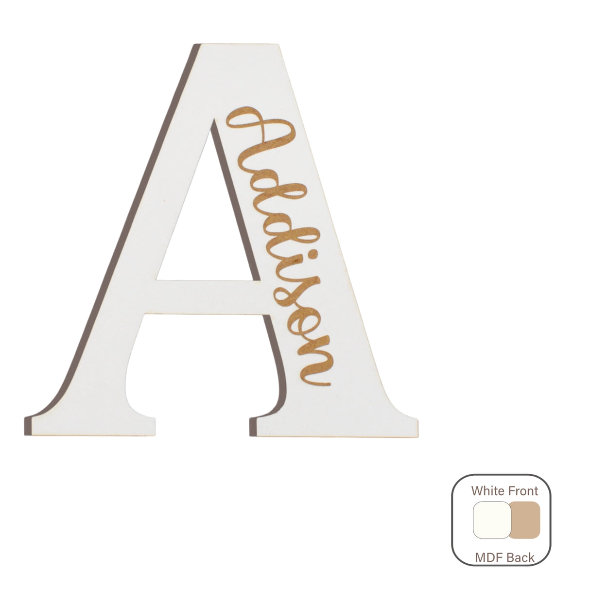 White Engraved Wooden Alphabet Letters - Laserworksuk
