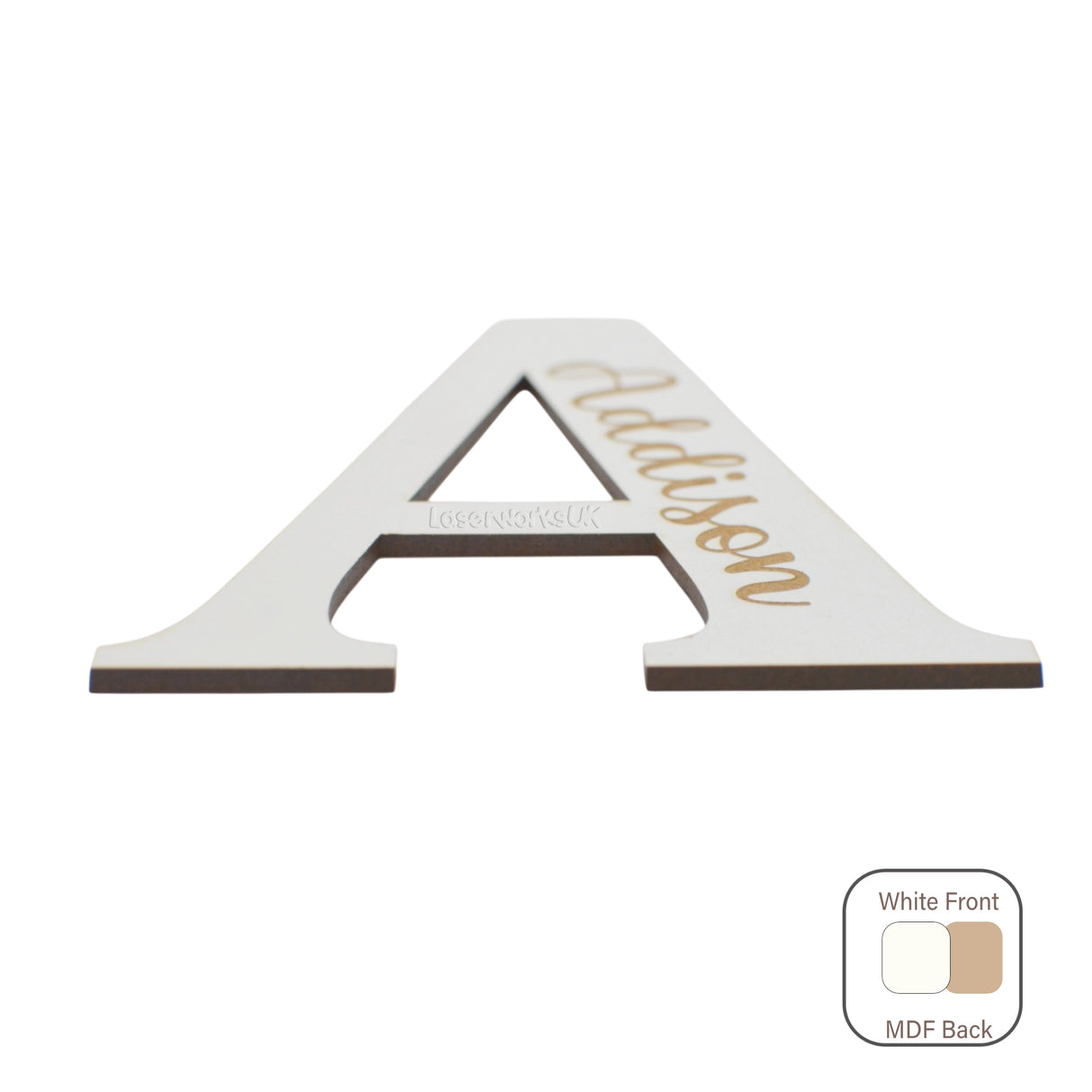 White Engraved Wooden Alphabet Letters - Laserworksuk