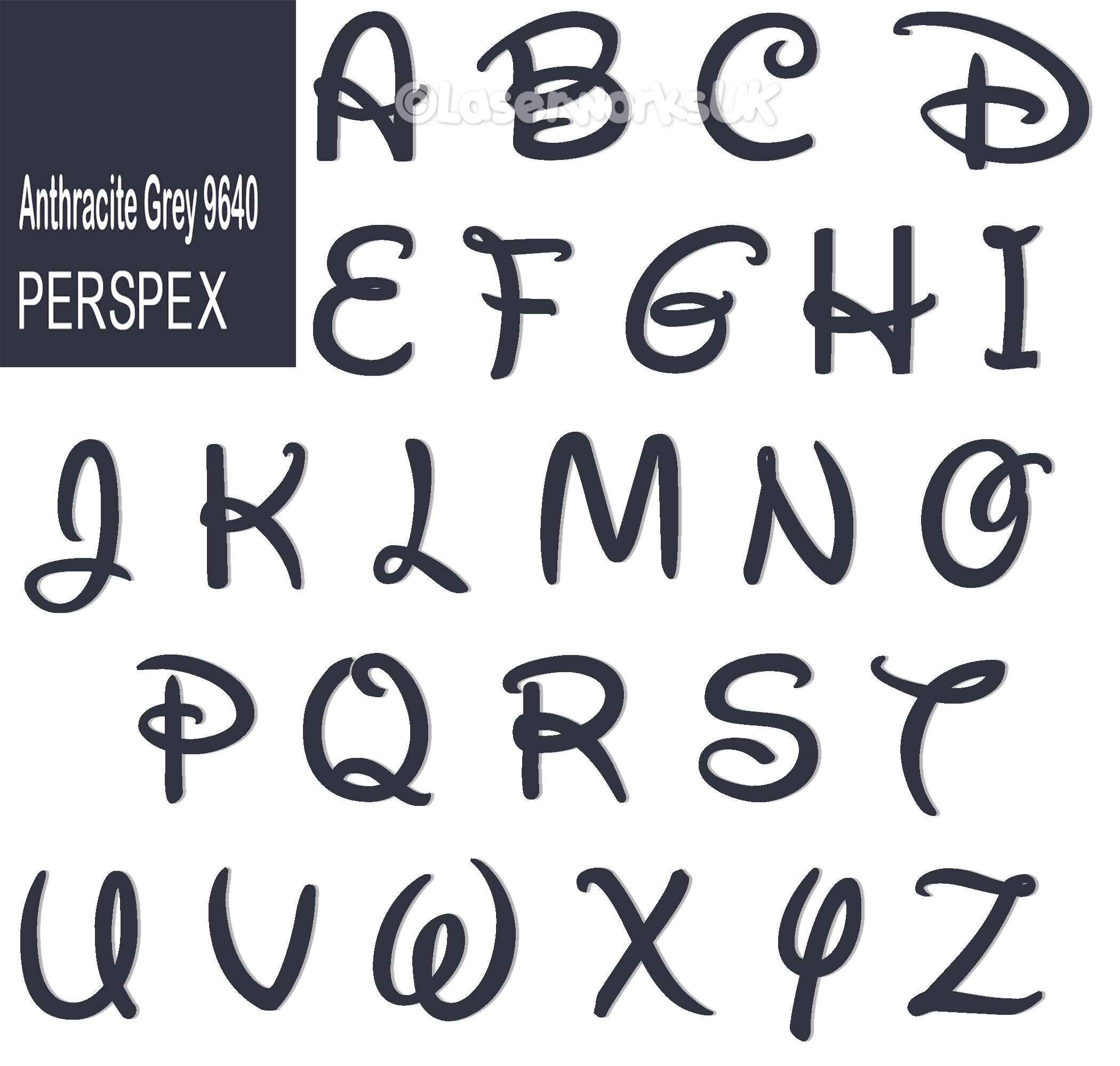 Acrylic Letters - 4cm High - Disney Font Perspex Letters & Numbers - 40 Colours - Laserworksuk
