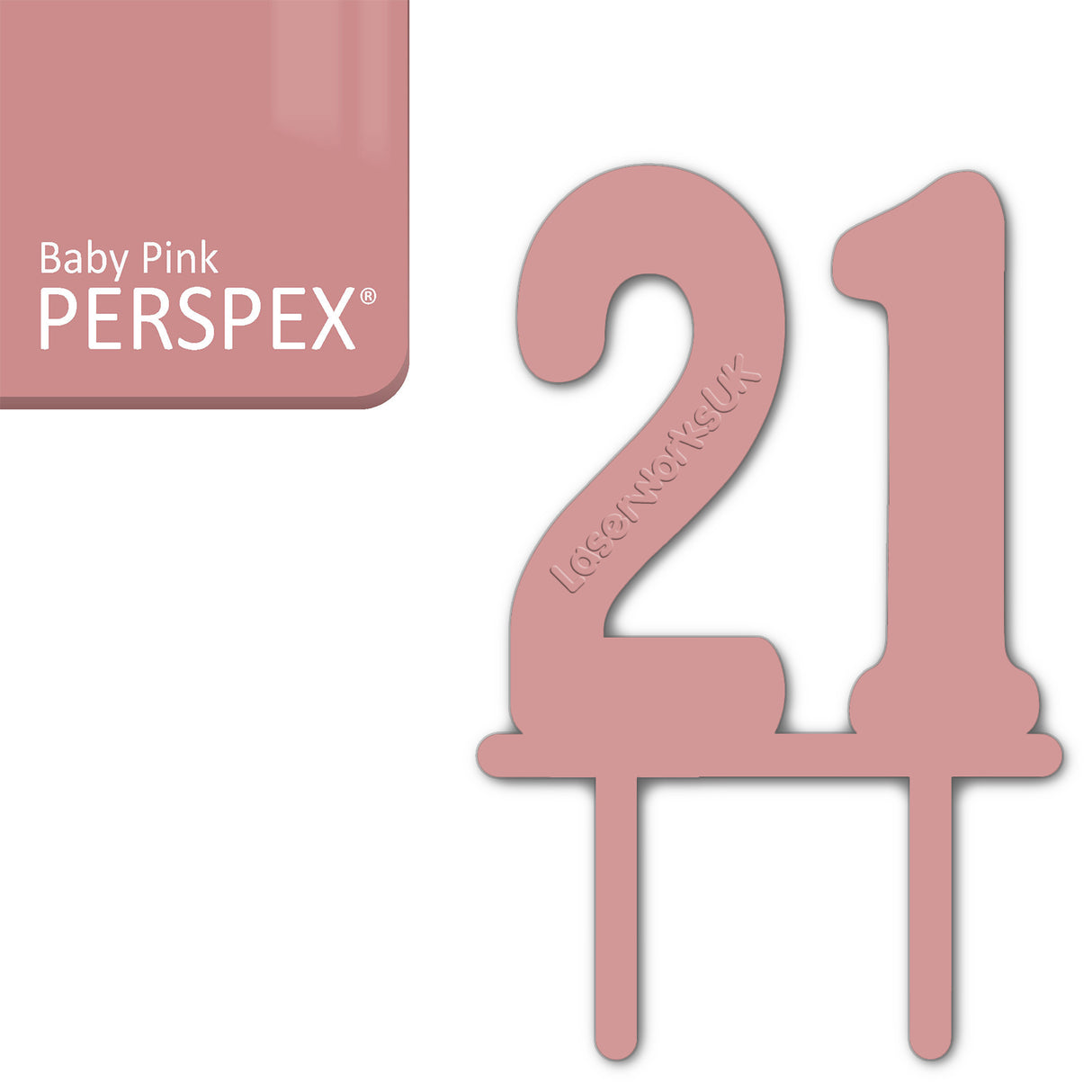 Acrylic Number Twenty One Cake Topper - Laserworksuk