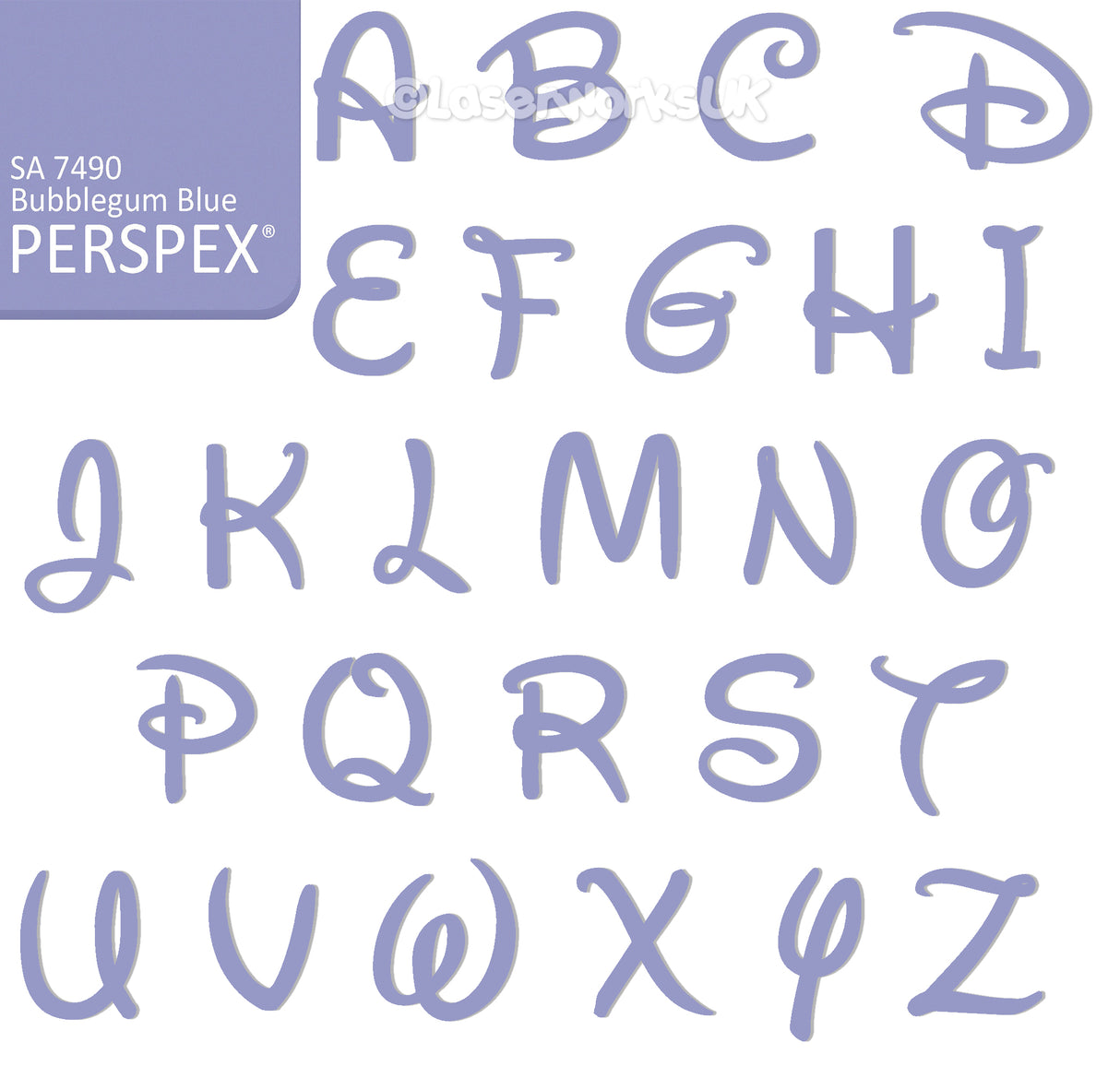Acrylic Letters - 4cm High - Disney Font Perspex Letters & Numbers - 40 Colours - Laserworksuk