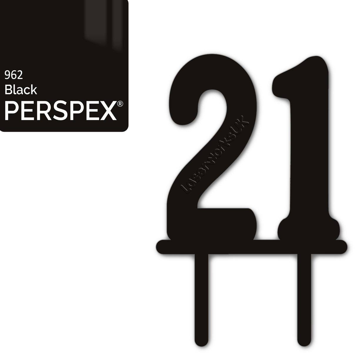 Acrylic Number Twenty One Cake Topper - Laserworksuk