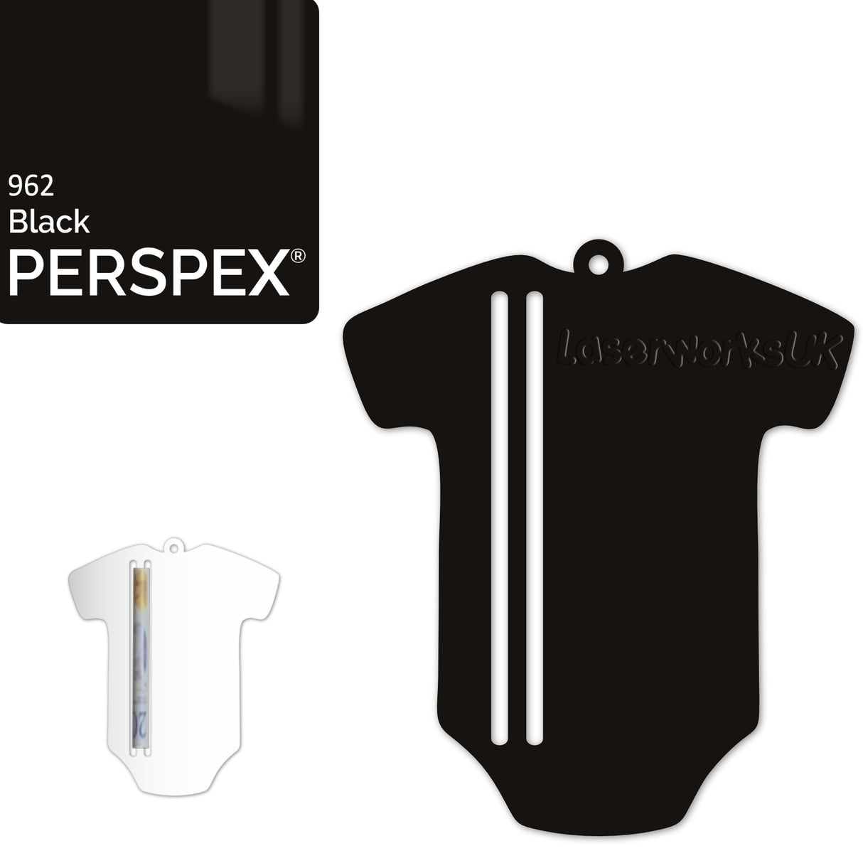 Acrylic Baby Vest - Bodysuit Money Holder Blanks (Pack of 5) - Laserworksuk