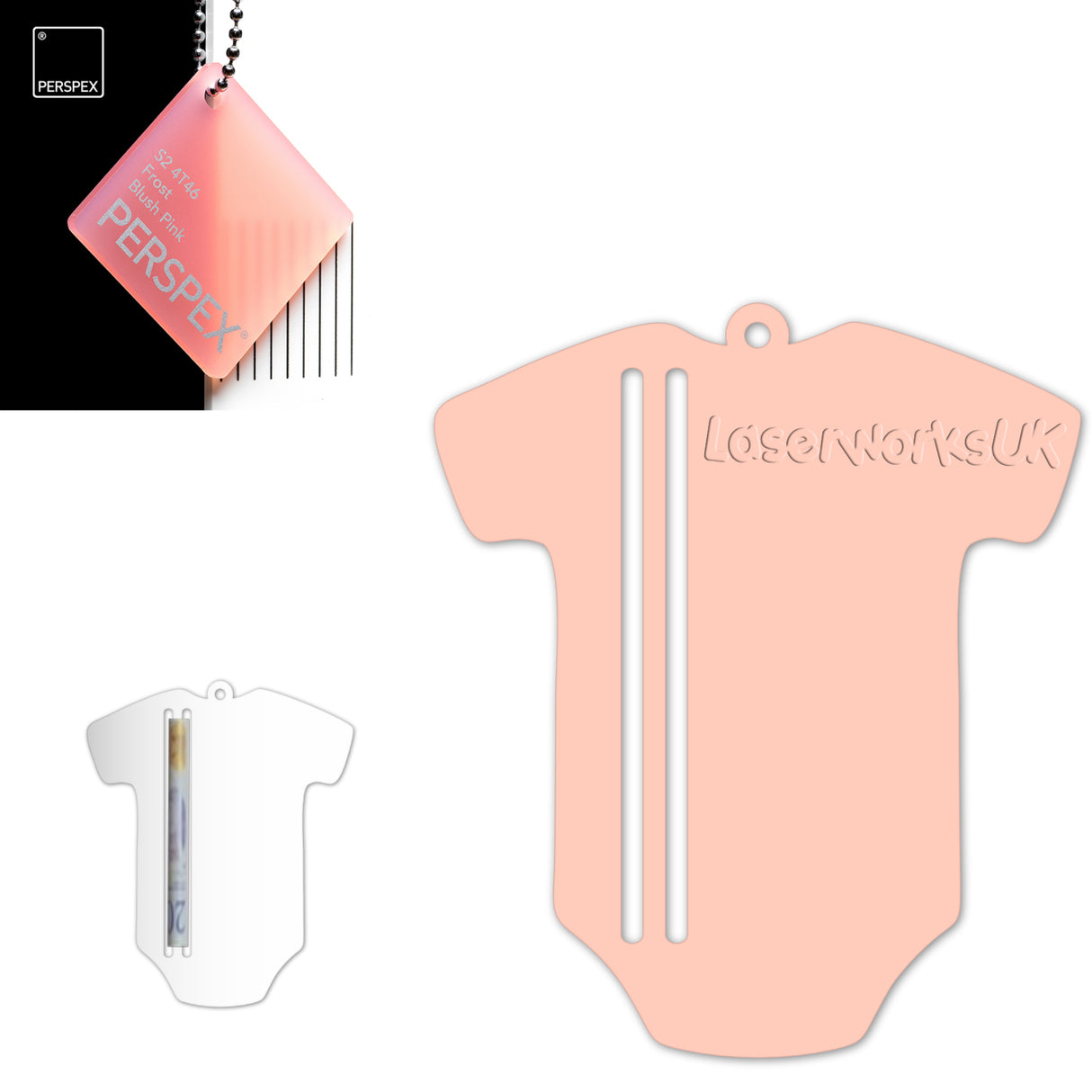 Acrylic Baby Vest - Bodysuit Money Holder Blanks (Pack of 5) - Laserworksuk