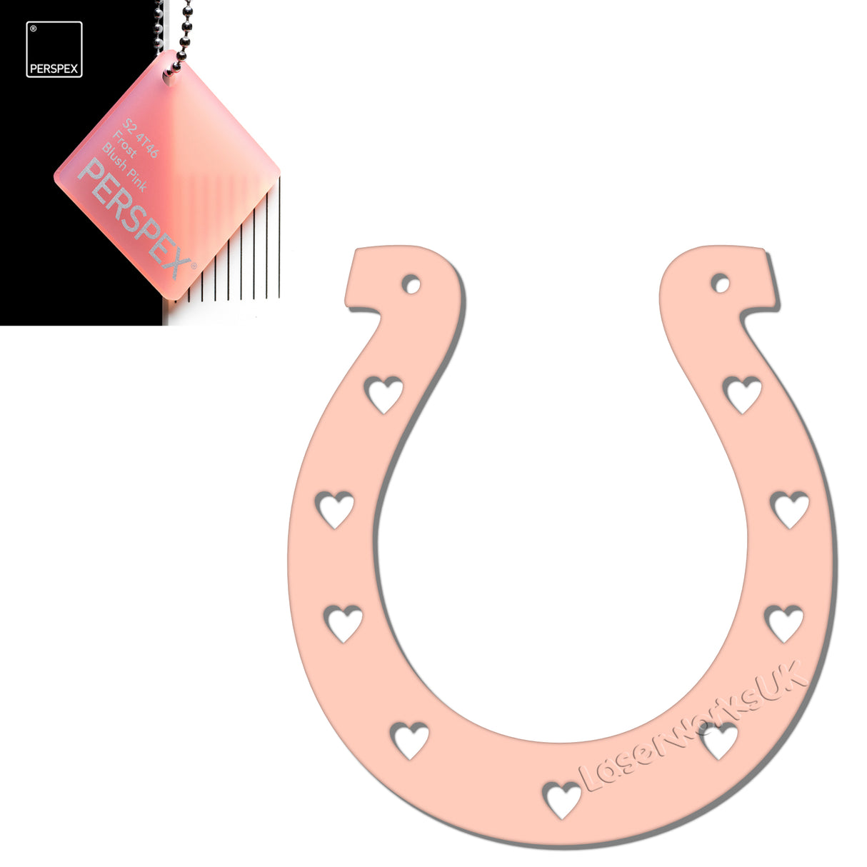 Acrylic Wedding Horseshoe With Hearts Cut Out Border - Laserworksuk