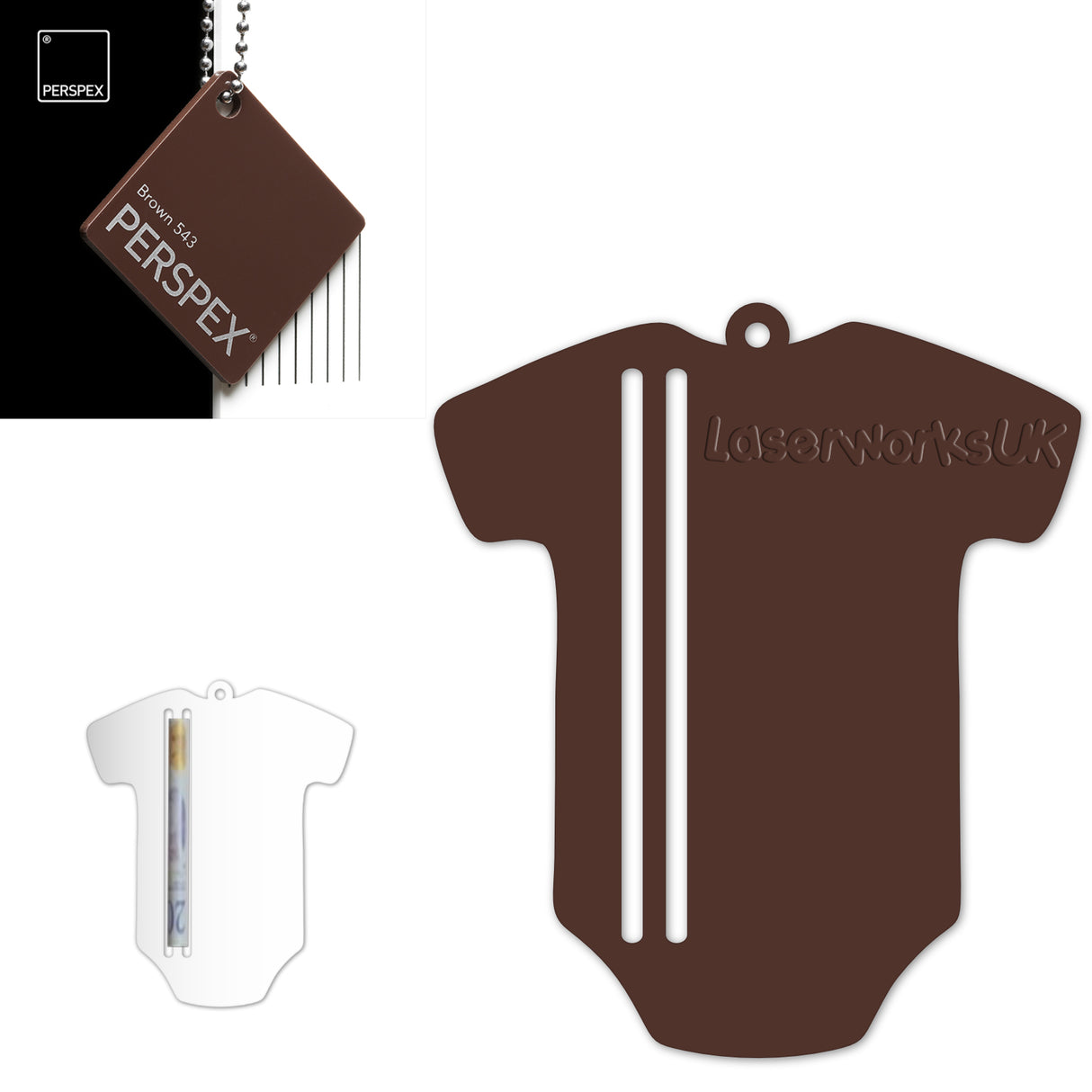 Acrylic Baby Vest - Bodysuit Money Holder Blanks (Pack of 5) - Laserworksuk