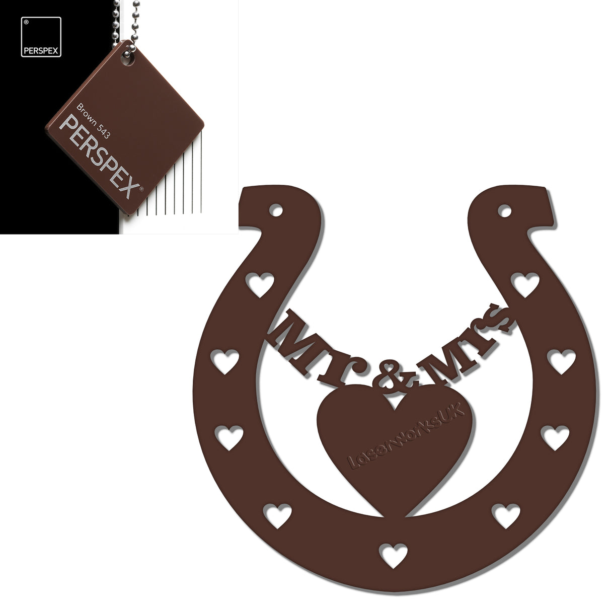 Acrylic Mr & Mrs Horseshoe Blanks - Laserworksuk