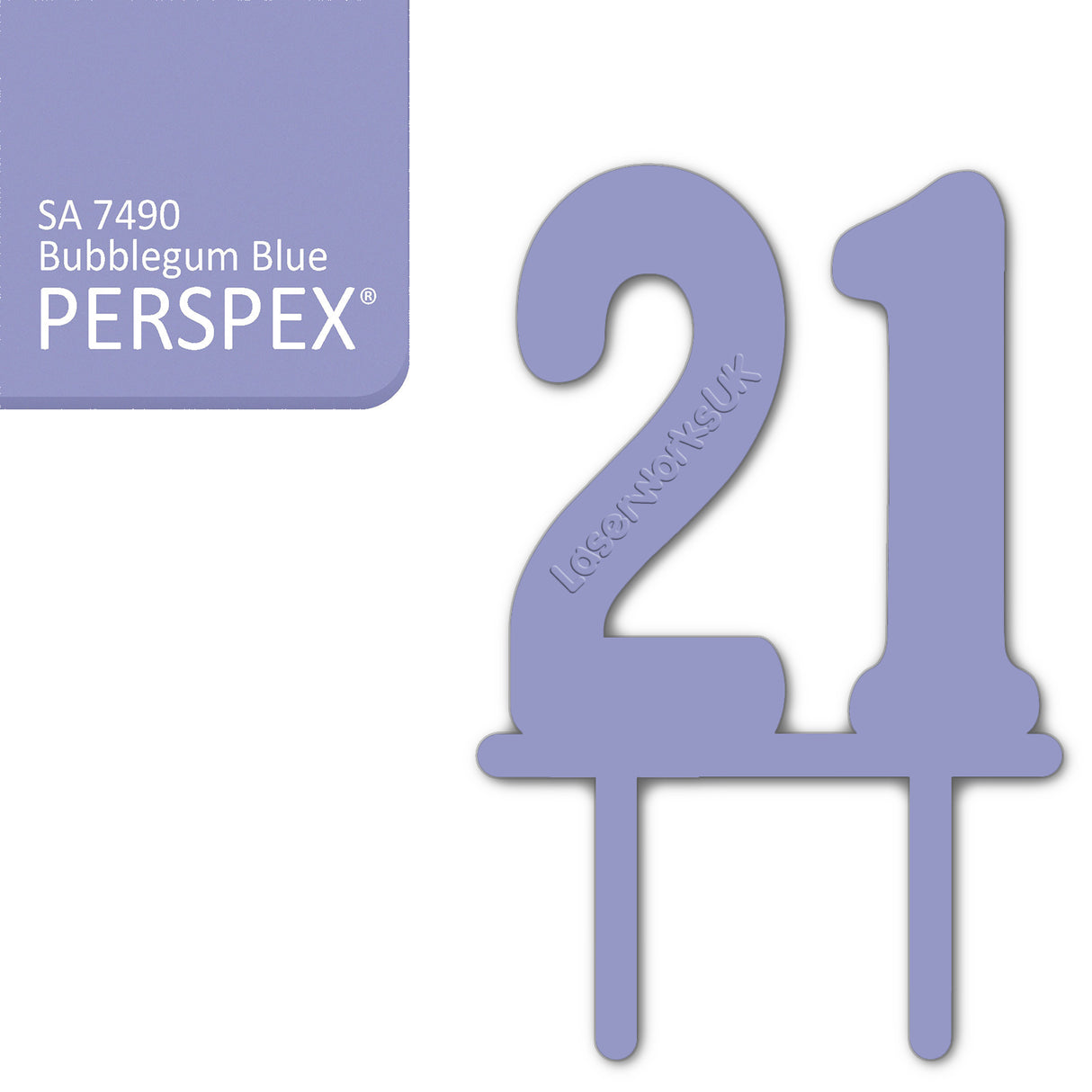 Acrylic Number Twenty One Cake Topper - Laserworksuk