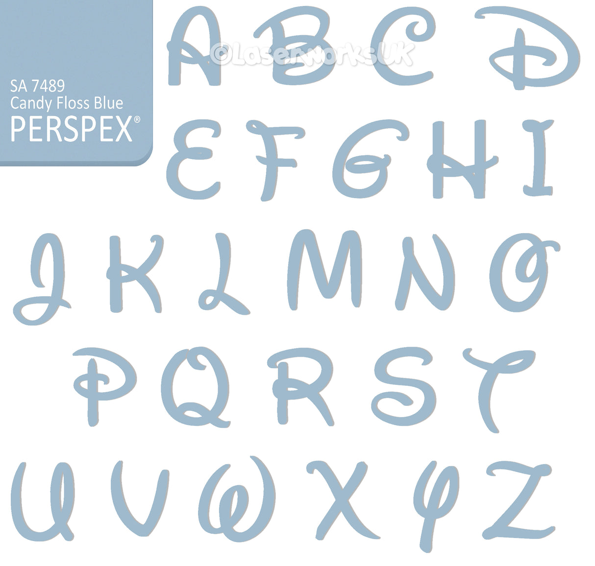 Acrylic Letters - 4cm High - Disney Font Perspex Letters & Numbers - 40 Colours - Laserworksuk