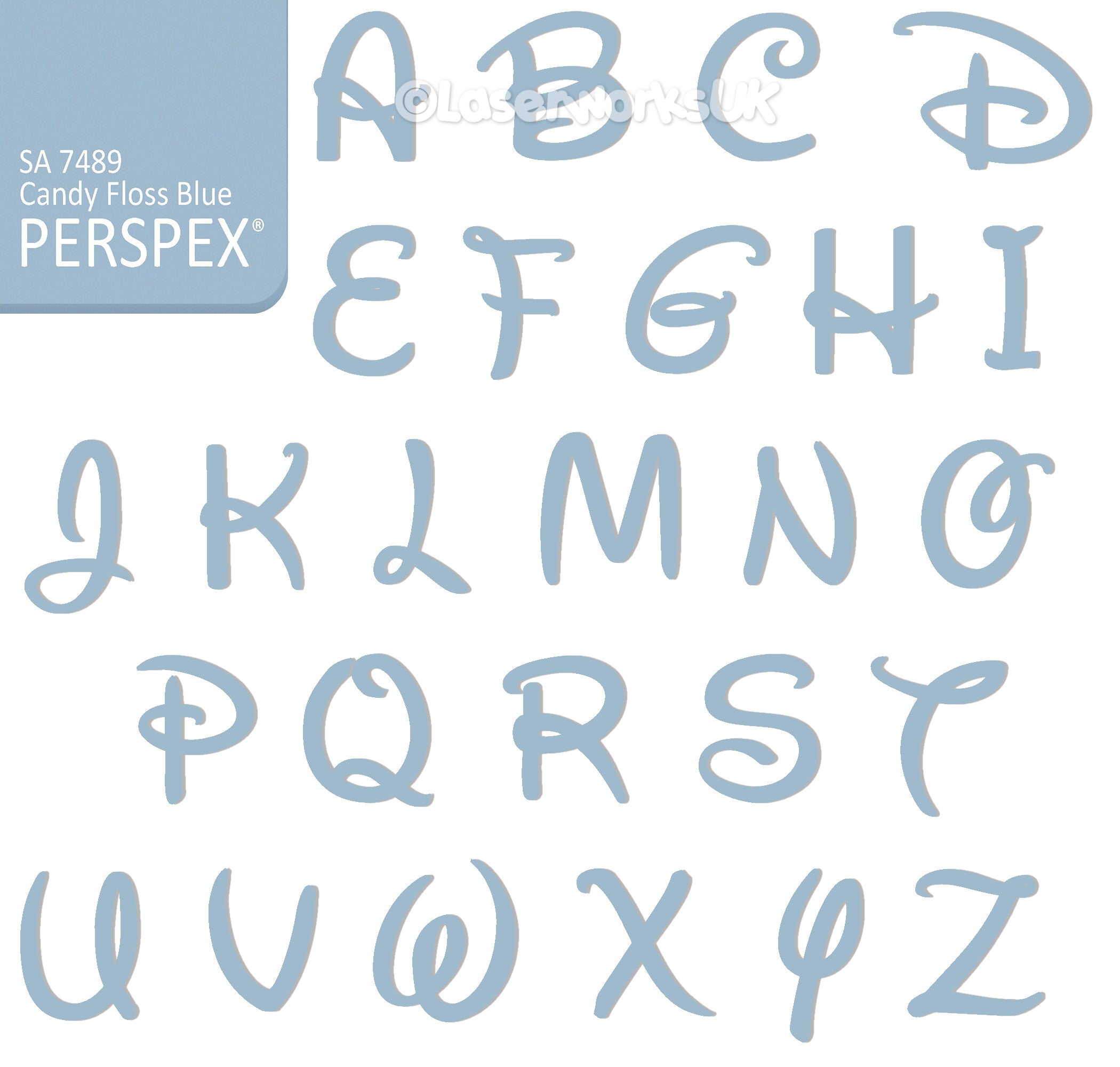 Acrylic Letters - 4cm High - Disney Font Perspex Letters & Numbers - 40 Colours - Laserworksuk