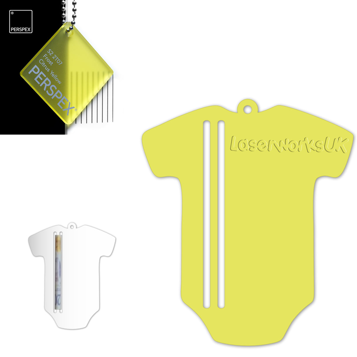 Acrylic Baby Vest - Bodysuit Money Holder Blanks (Pack of 5) - Laserworksuk