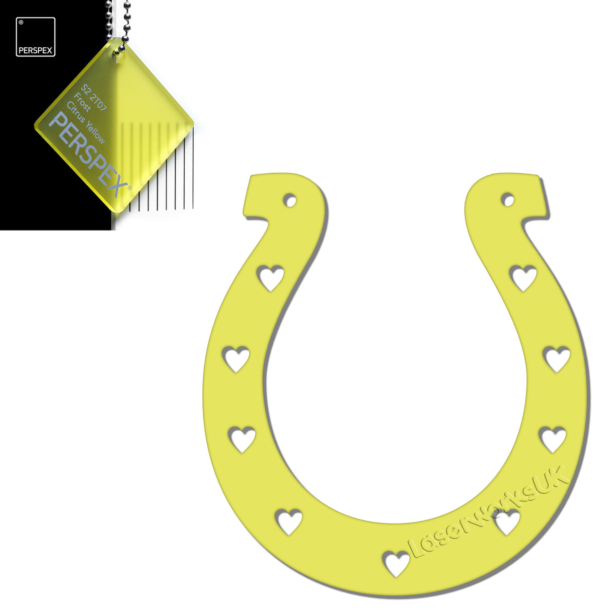 Acrylic Wedding Horseshoe With Hearts Cut Out Border - Laserworksuk