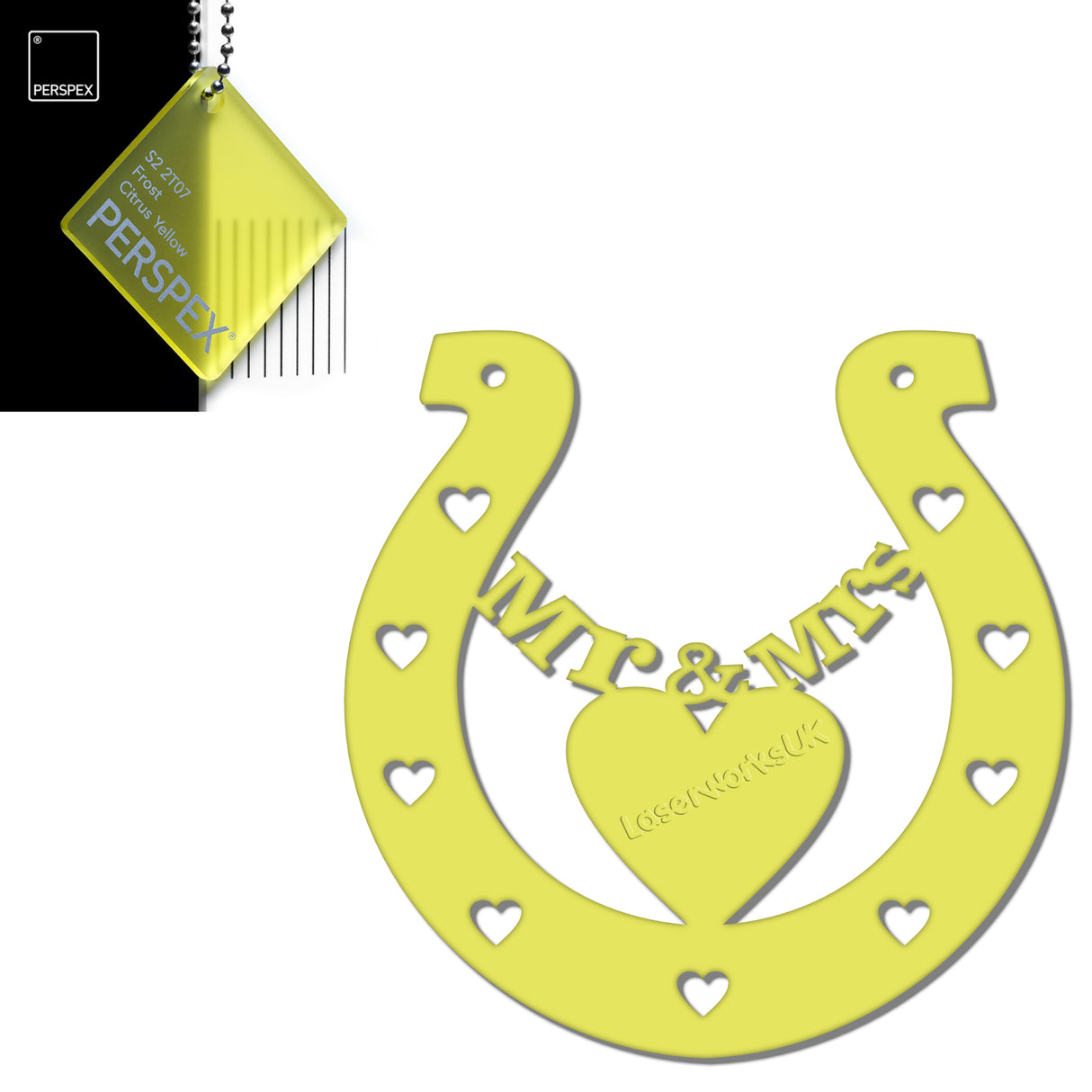 Acrylic Mr & Mrs Horseshoe Blanks - Laserworksuk