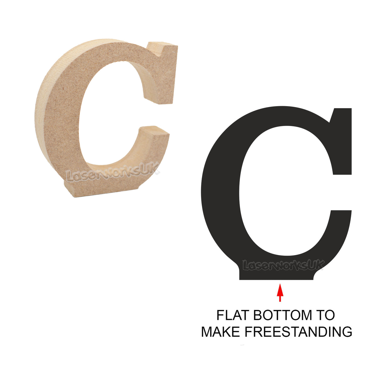 Free Standing 18mm Clarendon Font - Wooden Letters & Numbers 8cm - 50cm - LaserworksUK