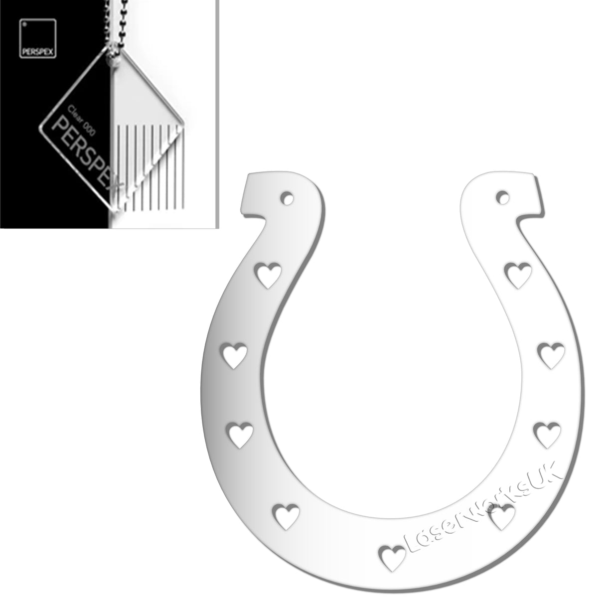 Acrylic Wedding Horseshoe With Hearts Cut Out Border - Laserworksuk