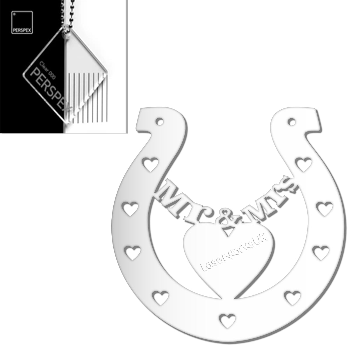 Acrylic Mr & Mrs Horseshoe Blanks - Laserworksuk