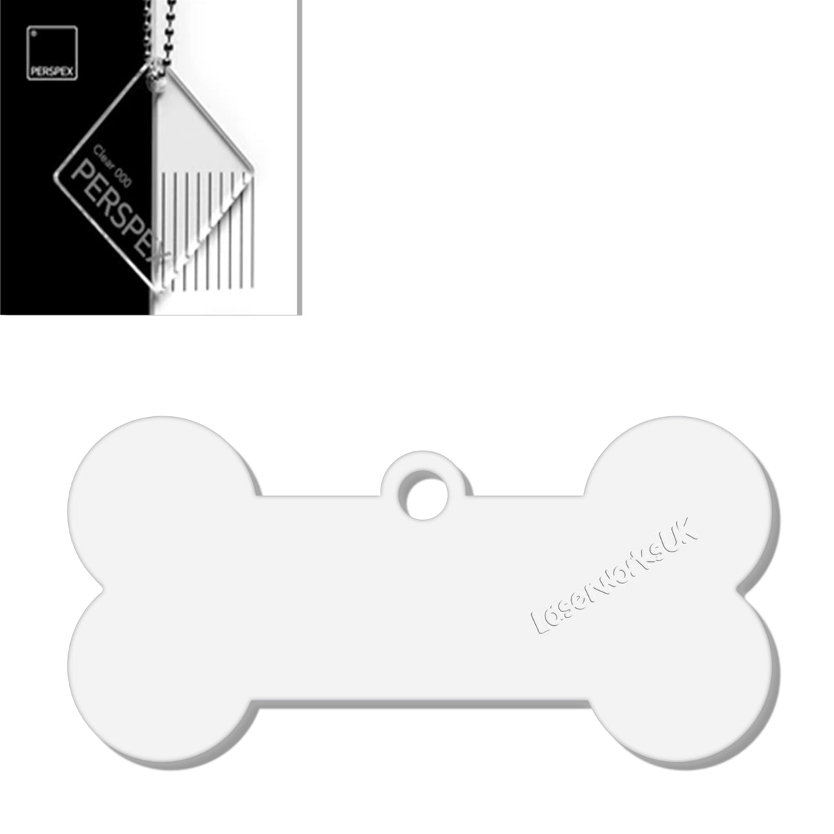 Acrylic Dog Bone Keyring - Multi Colours Blank Tags - Laserworksuk