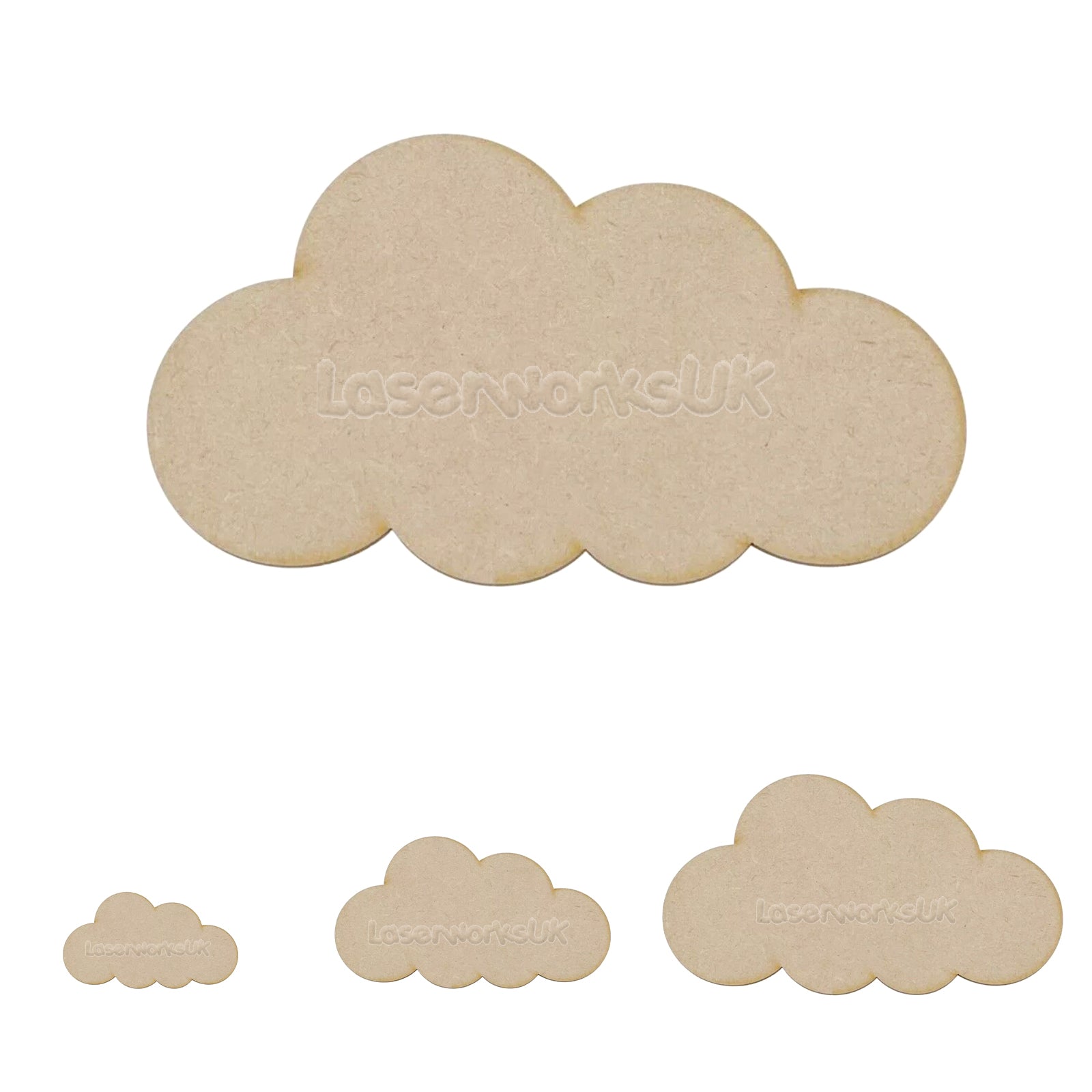 Wooden Cloud For Crafts - Mdf Blanks - LaserworksUK
