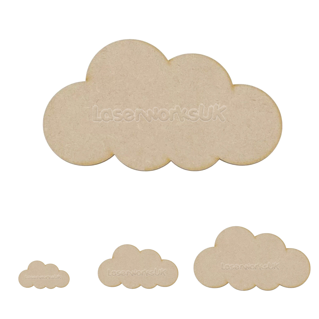 Wooden Cloud For Crafts - Mdf Blanks - LaserworksUK