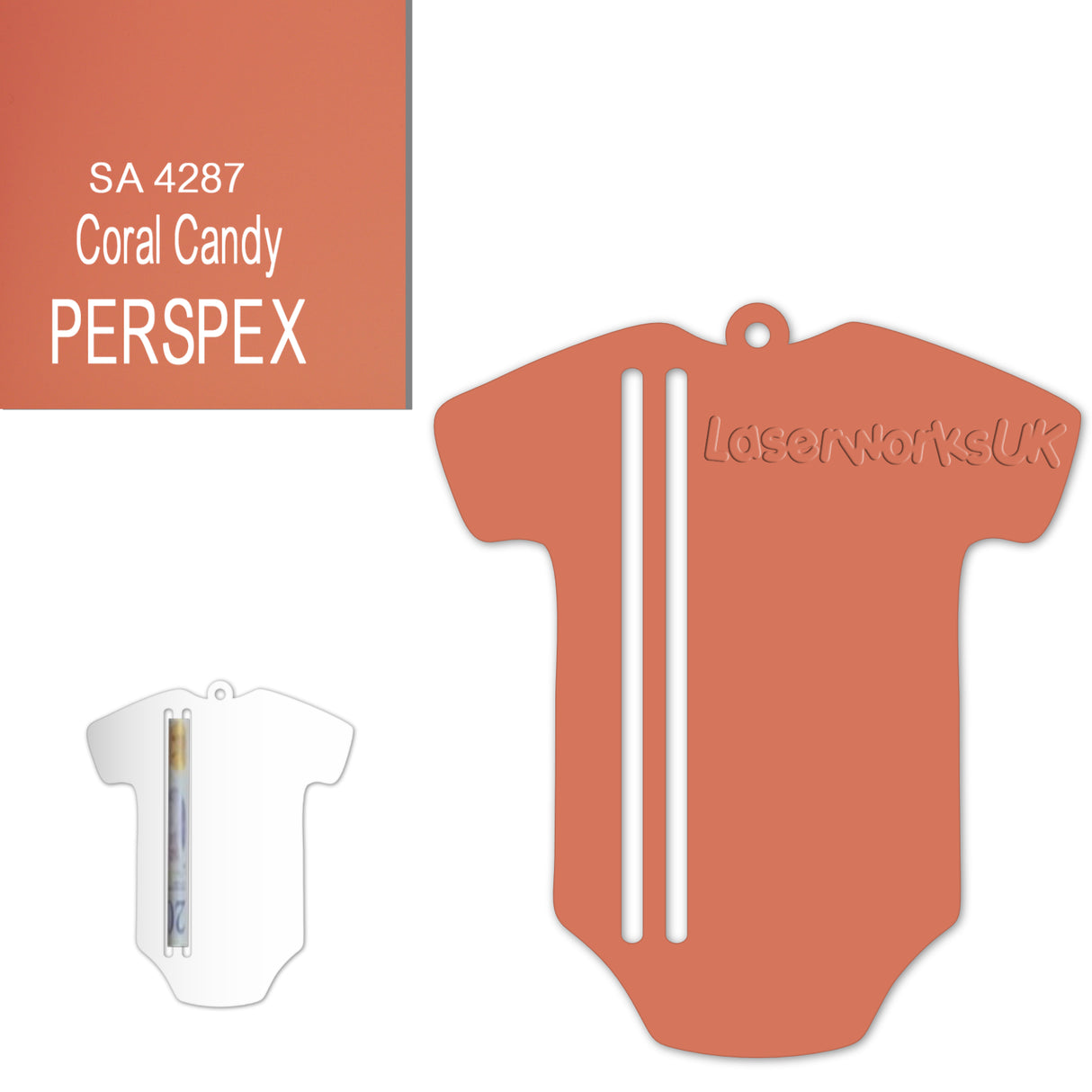 Acrylic Baby Vest - Bodysuit Money Holder Blanks (Pack of 5) - Laserworksuk