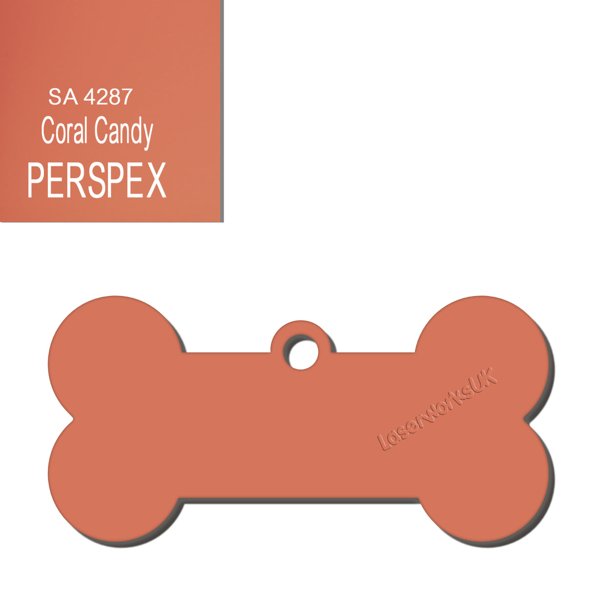 Acrylic Dog Bone Keyring - Multi Colours Blank Tags - Laserworksuk