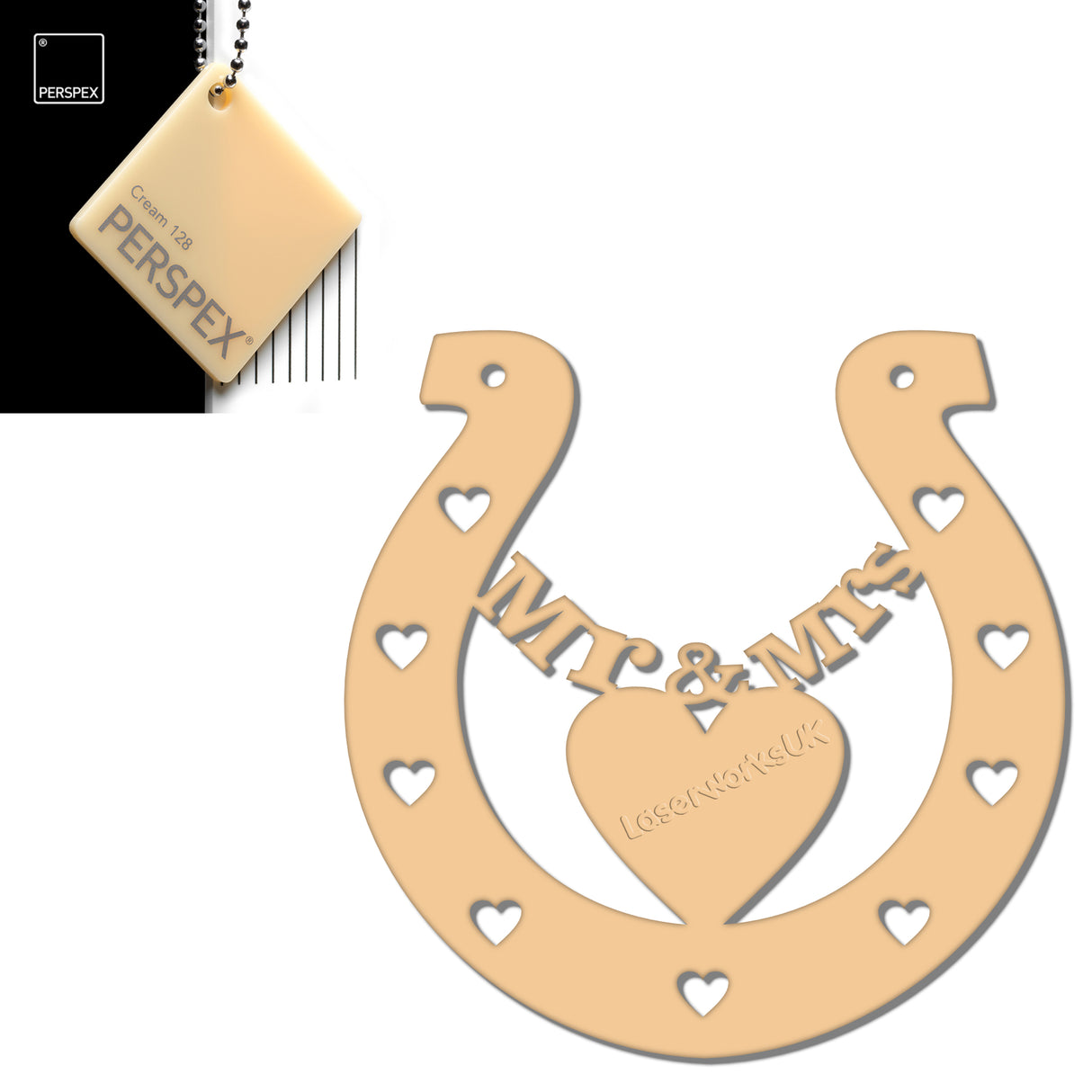 Acrylic Mr & Mrs Horseshoe Blanks - Laserworksuk