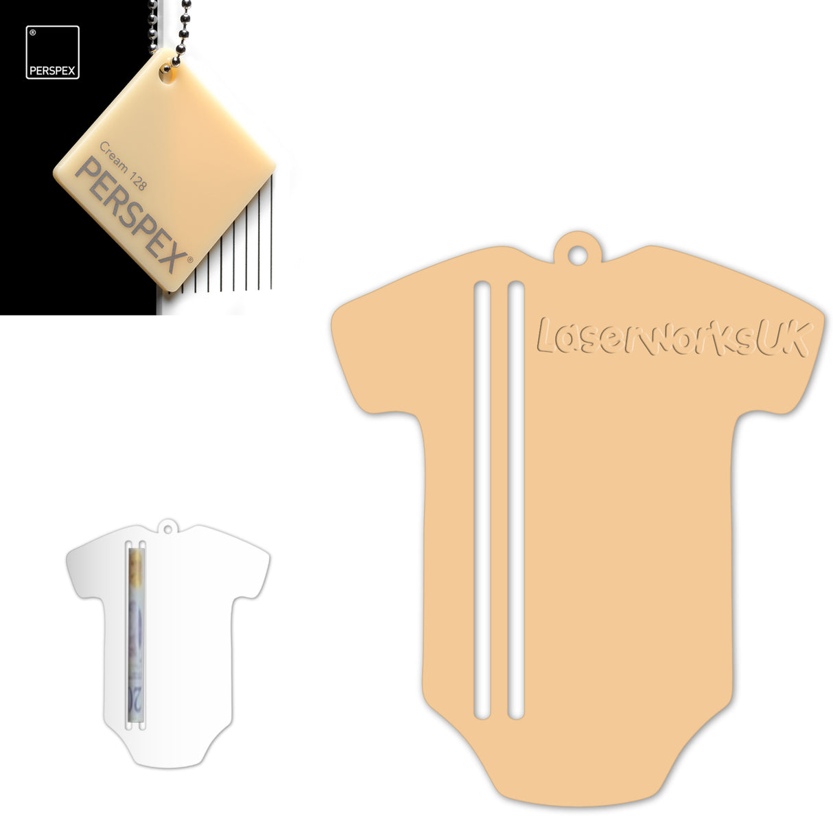 Acrylic Baby Vest - Bodysuit Money Holder Blanks (Pack of 5) - Laserworksuk