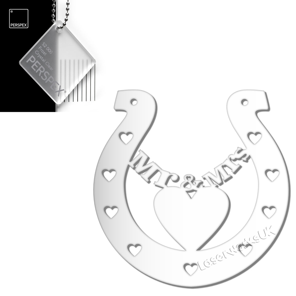 Acrylic Mr & Mrs Horseshoe Blanks - Laserworksuk