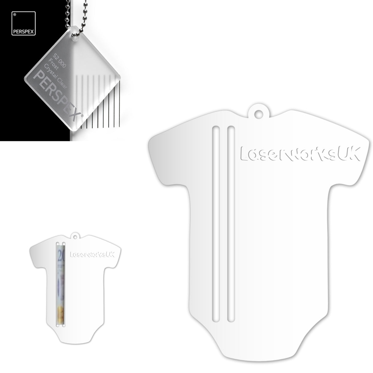 Acrylic Baby Vest - Bodysuit Money Holder Blanks (Pack of 5) - Laserworksuk
