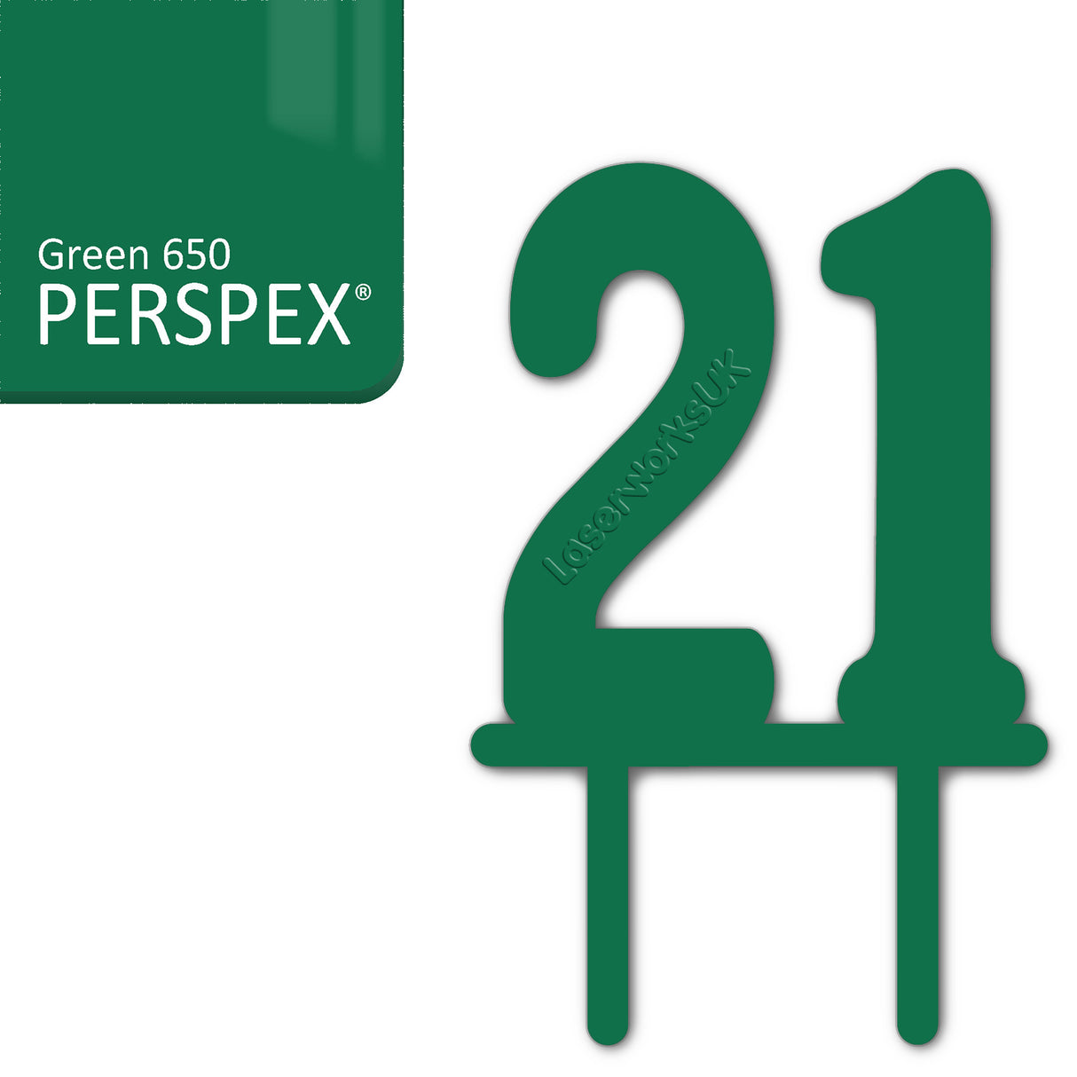 Acrylic Number Twenty One Cake Topper - Laserworksuk