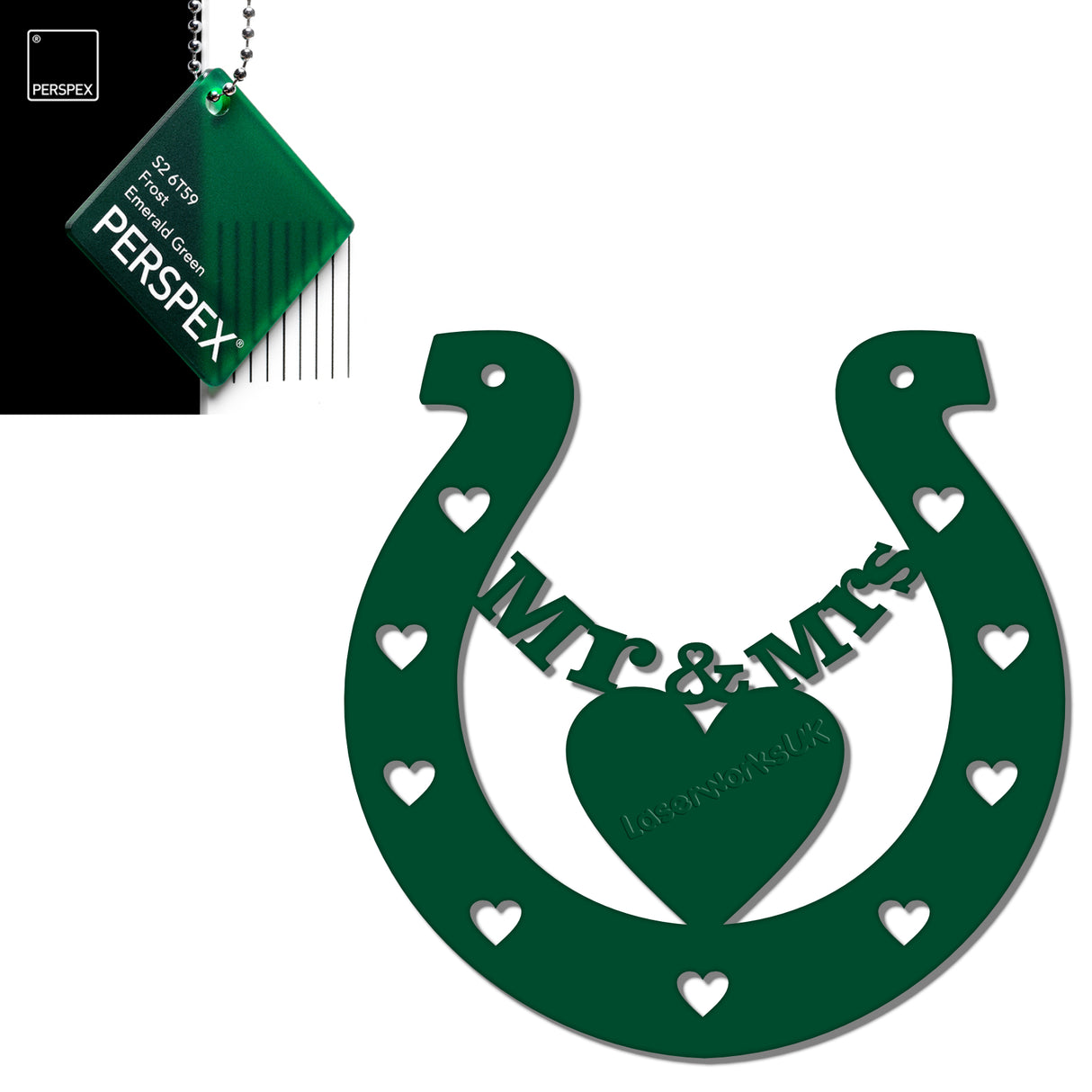 Acrylic Mr & Mrs Horseshoe Blanks - Laserworksuk