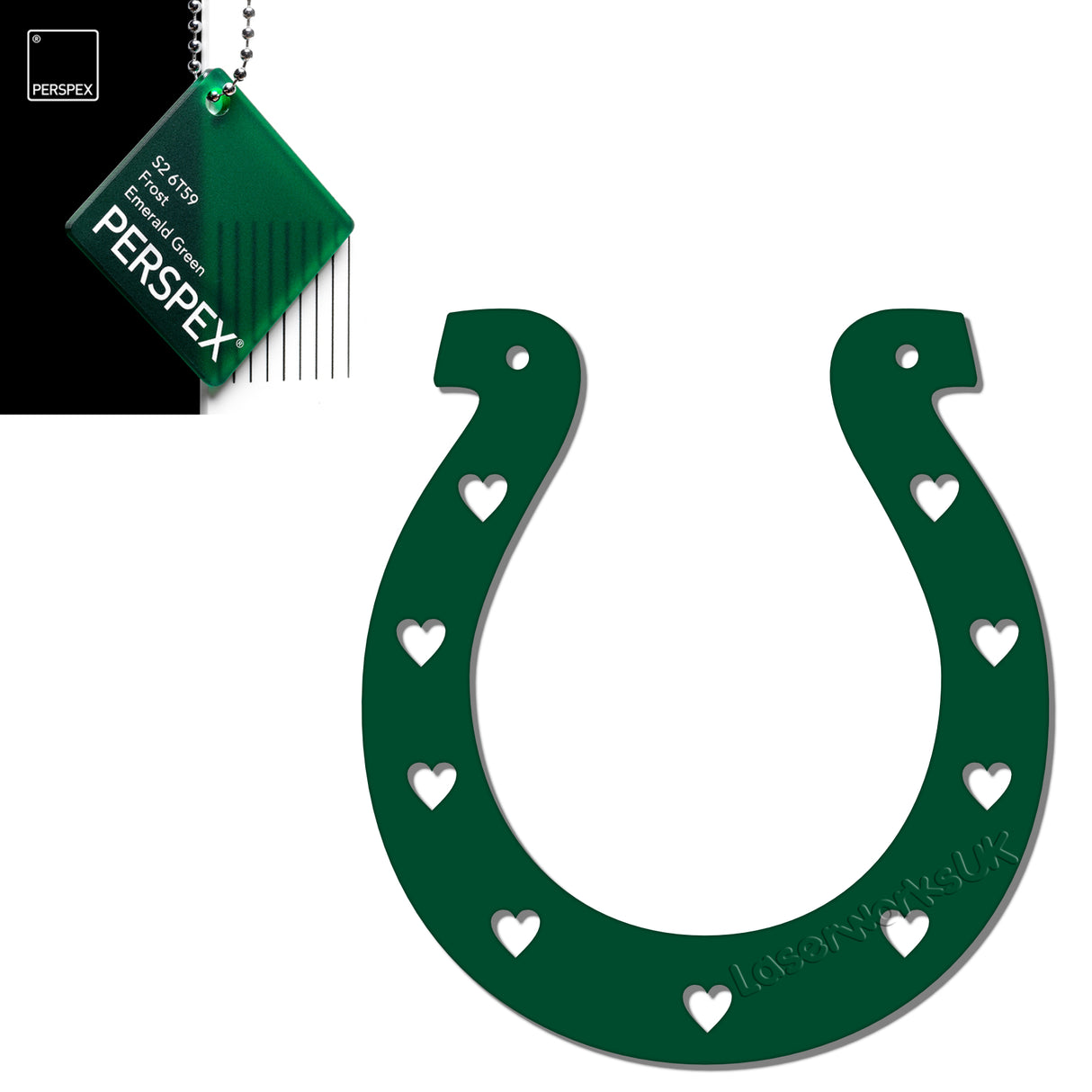 Acrylic Wedding Horseshoe With Hearts Cut Out Border - Laserworksuk