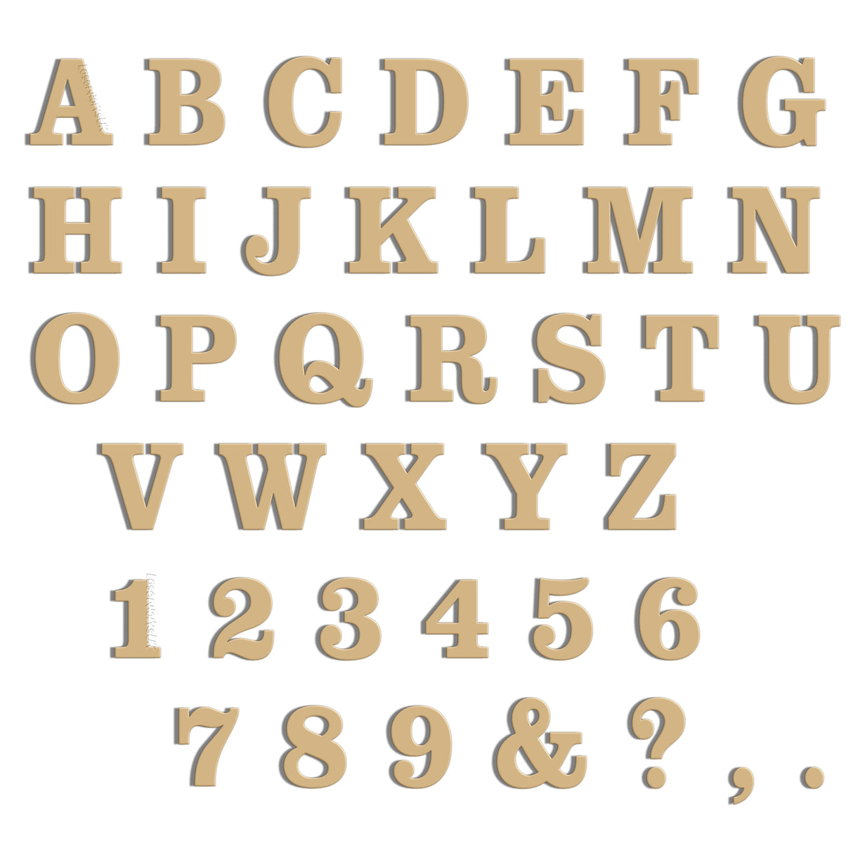 Wooden Alphabet Letter & Number 2cm - 40cm - F21 - LaserworksUK