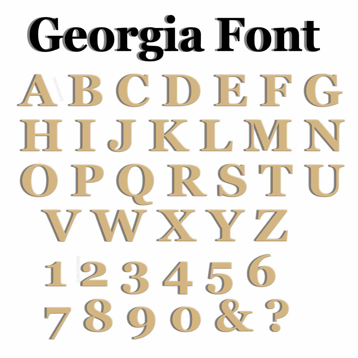 Wooden Letters - Large Small Georgia Bold 2cm-40cm - LaserworksUK