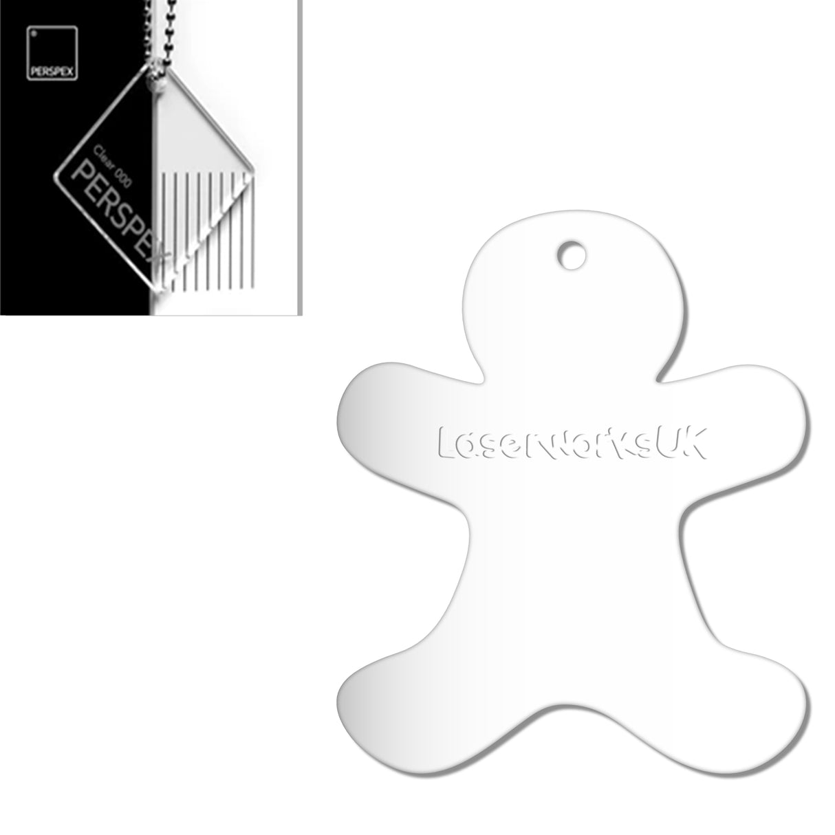 Acrylic Christmas Gingerbread Man Decorations (Pack of 12) - Laserworksuk