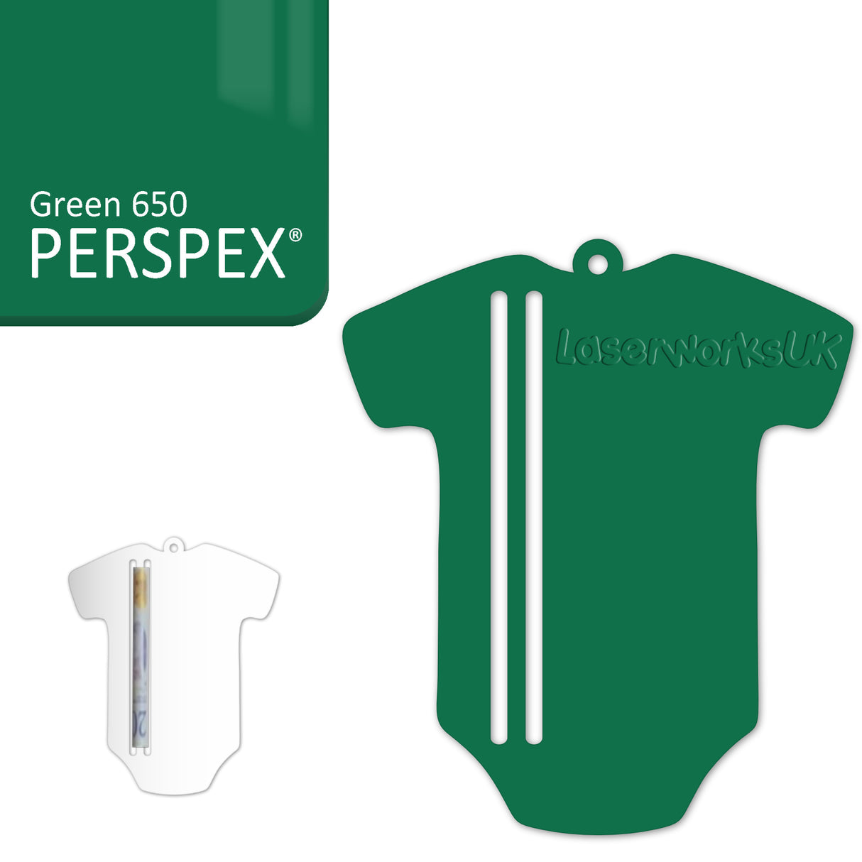 Acrylic Baby Vest - Bodysuit Money Holder Blanks (Pack of 5) - Laserworksuk