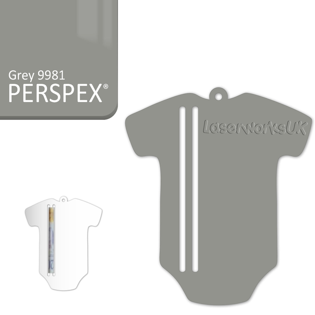 Acrylic Baby Vest - Bodysuit Money Holder Blanks (Pack of 5) - Laserworksuk