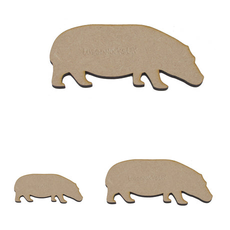 Wooden Hippo MDF Hippopotamus Craft Shapes - LaserworksUK