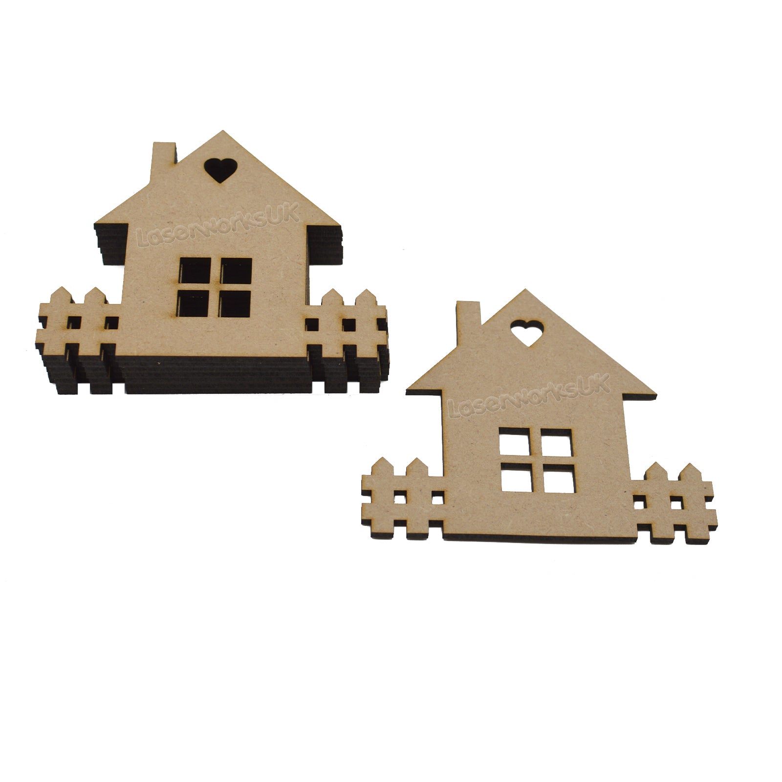 New Home MDF House Garden Craft Shape - LaserworksUK